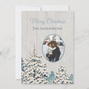 Cartão de Natal Rustic Vintage Snowy Woods