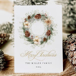 Cartão de Natal Rustic Watercolor Wreath<br><div class="desc">Mande desejos de férias calorosos com nosso Cartão de Natal Rustic Watercolor Wreath. Este belamente trabalhado design apresenta uma delicada coroa de boho em tons sujos, misturando encanto rústico com elegante simplicidade. Perfeito para aqueles que amam a estética inspirada na natureza, esta carta captura a confortável e chique vibração da...</div>