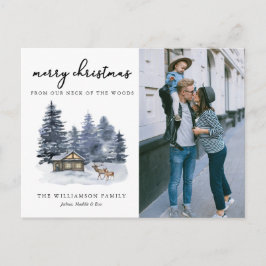 Cartão de Natal Rustic Woodlands Watercolor