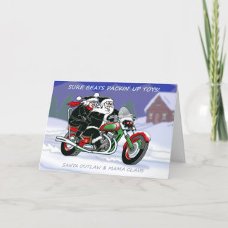 Cartão de Natal Santa Outlaw com Mama Claus©