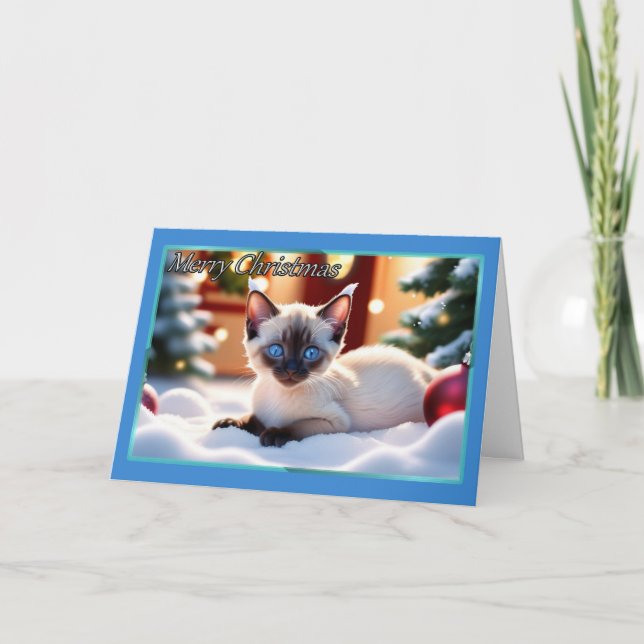 Cartão de Natal Siamese Kitten (Frente)