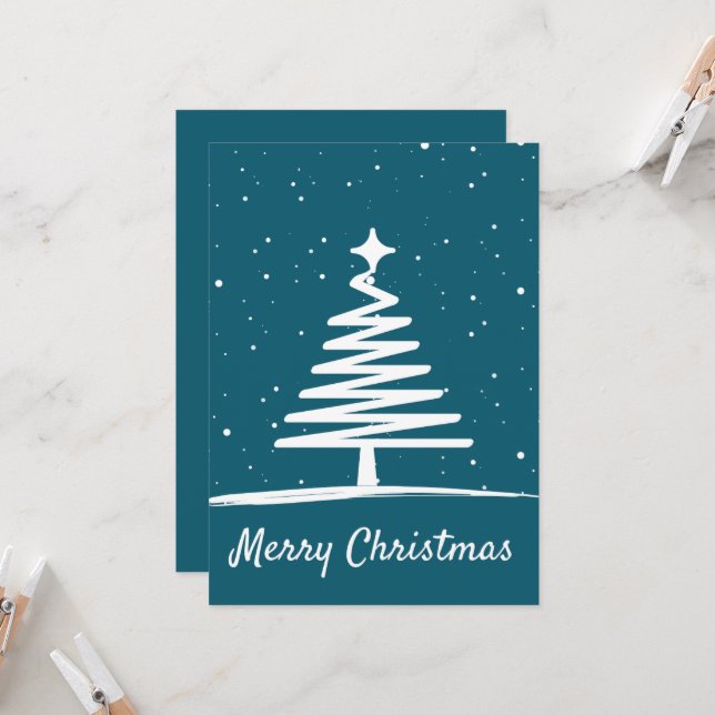 Cartão de Natal Simples | Árvore de Natal mínima (Frente/Verso In Situ)