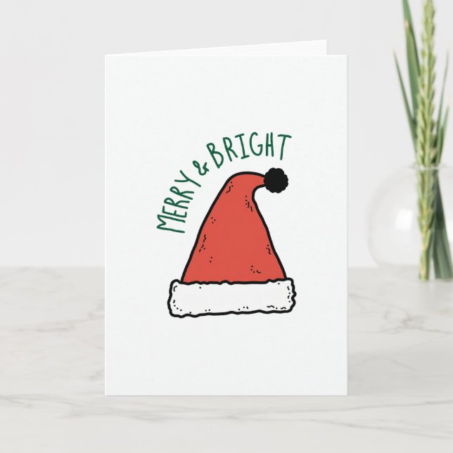 Cartão de Natal Simples com Chapéu de Papai Noel A (Frente)