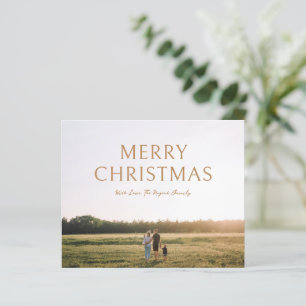 Cartão de Natal Simples com Foto e Tipografia Negr