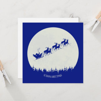 Cartão de Natal simples com Papai Noel e suas rena