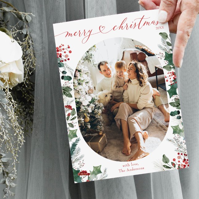 Cartão de Natal Simples de Caligrafia Vermelha Bra (Criador carregado)