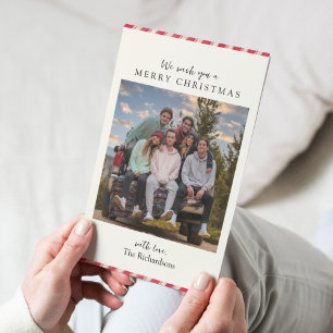 Cartão de Natal Simples de Doces de Stripe Branca