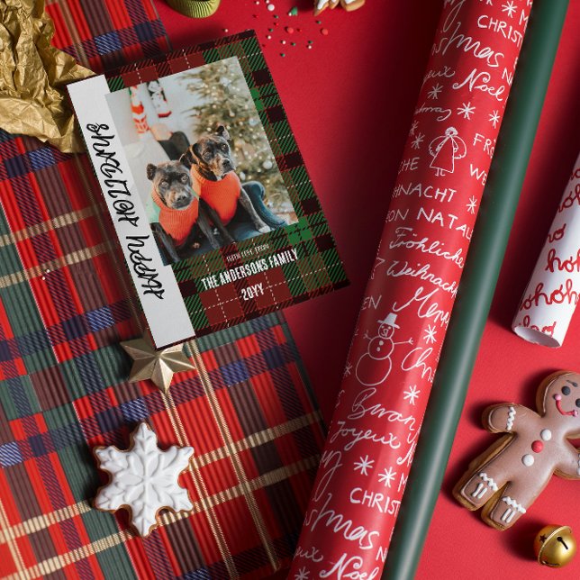 Cartão de Natal simples em xadrez de Búfalo (Criador carregado)