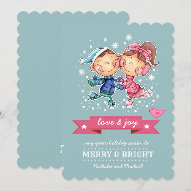 Cartão de Natal Simples, Personalizado Para Crianç (Frente/Verso)