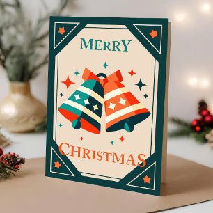 Cartão de Natal - Sininhos de Natal e Estrelas