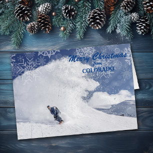 Cartão de Natal Snowboard Colorado Snowflake