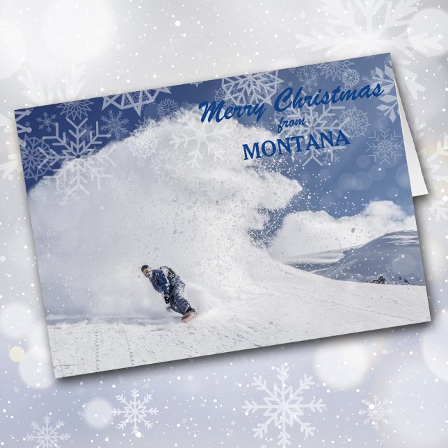 Cartão de Natal Snowboard Montana Snowflake (Criador carregado)