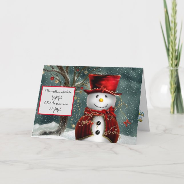 Cartão De Natal Snowman Sem Lugar Para Neve (Frente)