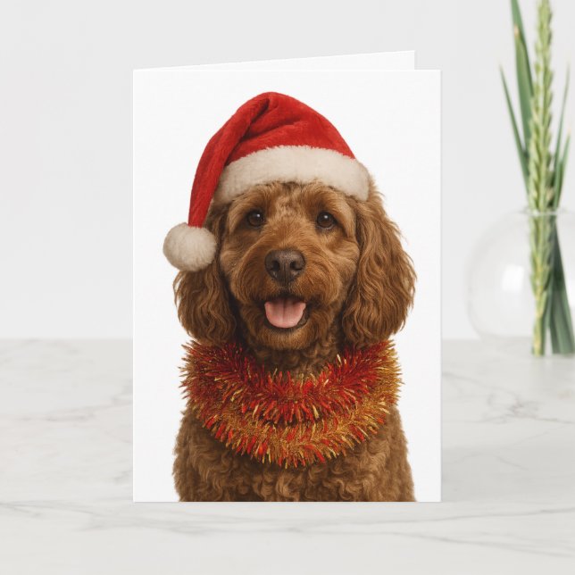 Cartão de Natal super fofo de Cockerpoo (Frente)