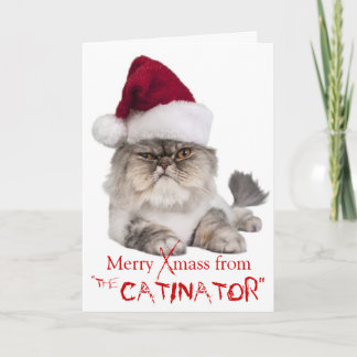 Cartão de Natal "The Catinator" Engraçado