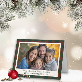 Cartão de Natal Tradicional/Dobrado de Tartan/Xadr