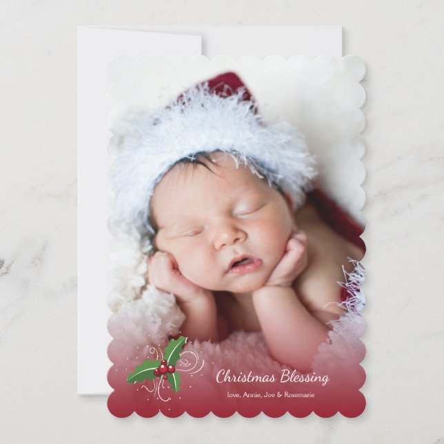 Cartão de Natal Transparente Vermelho de Natal (Frente)