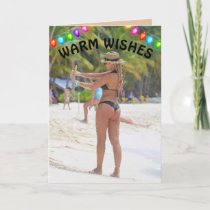 CARTÃO DE NATAL TROPICAL COM GAROTA DE BUMBUM GRAN