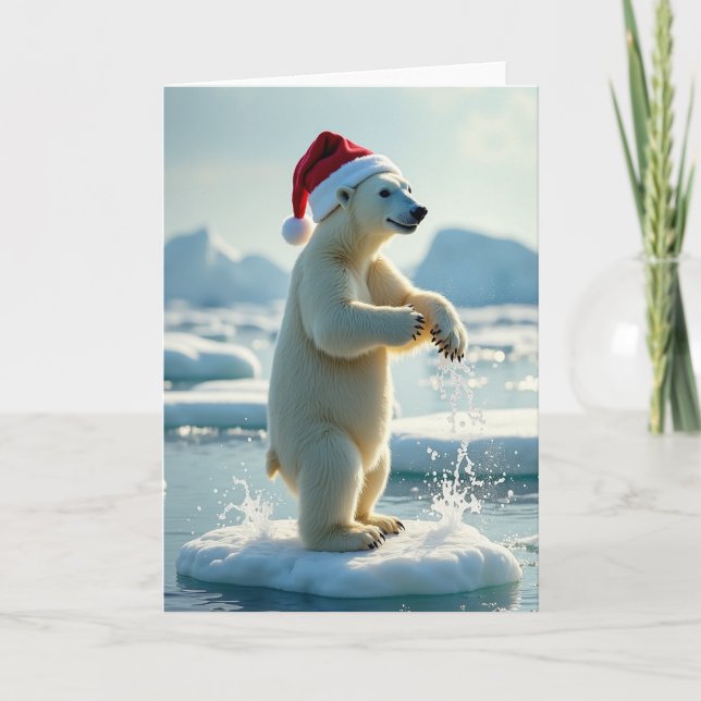 Cartão de Natal Urso Polar Splash (Frente)