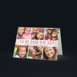 Cartão de Natal Várias Fotografias Feriado de Joll<br><div class="desc">Este cartão com fotos vermelho e branco,  com 6 fotos e feriado apresenta a saudação "Esta é a estação para ser alegre" em letras divertidas,  cercado por um confete vermelho e dourado. Personalize adicionando suas fotos da família favorita.</div>