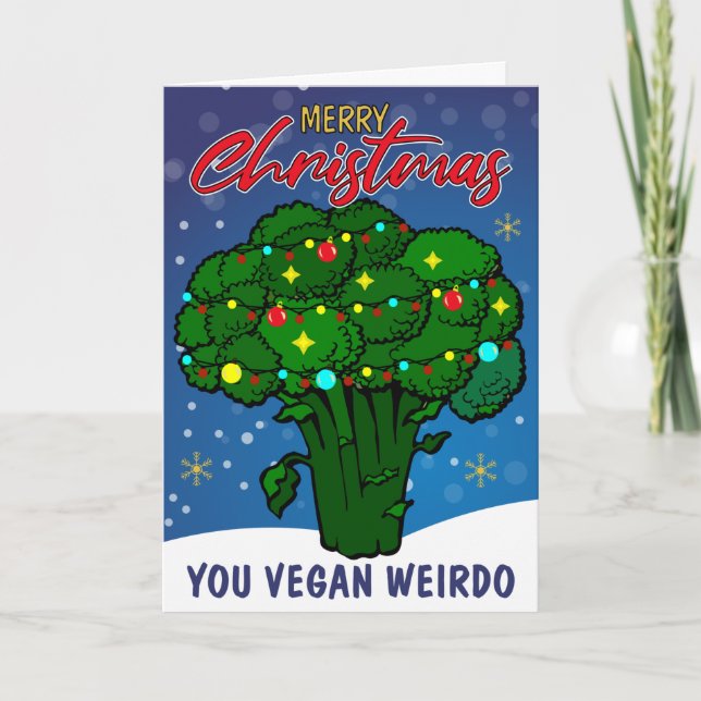 Cartão de Natal Vegan Engraçado, Feliz Natal (Frente)