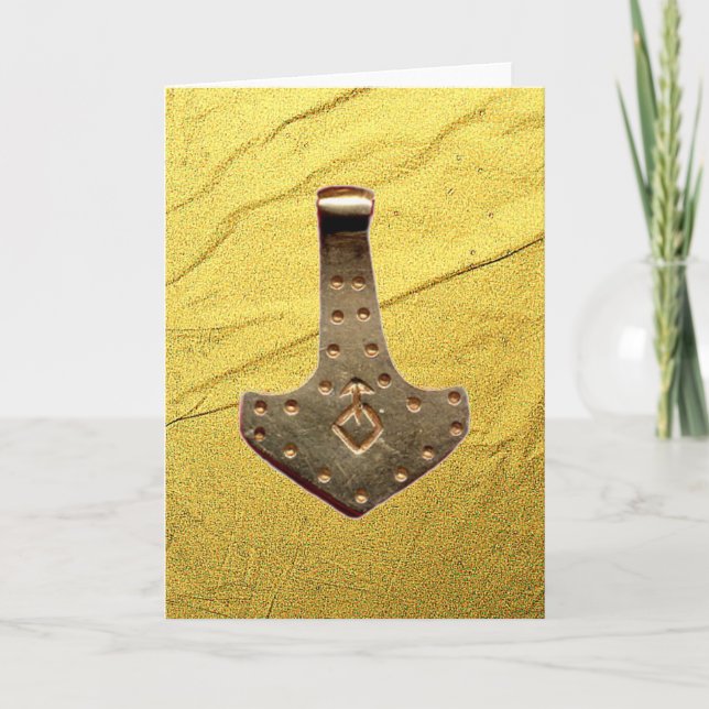 Cartão de Natal Veio de Ouro do Martelo de Thor Do (Frente)