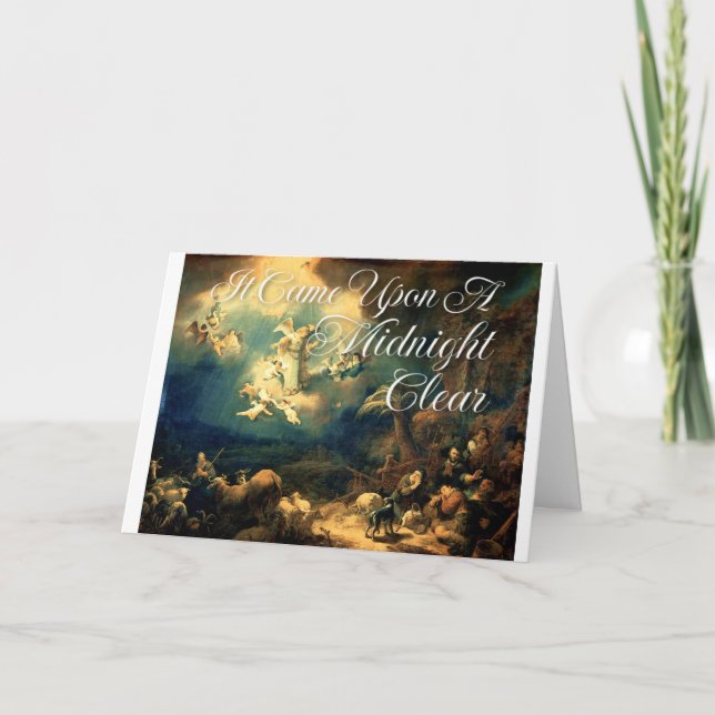 Cartão de Natal veio em uma noite clara meia-noite (Frente)