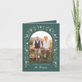 Cartão de Natal Verde com Foto Arquitetada de Grin