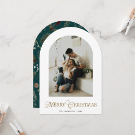 Cartão de Natal Verde de Arquitetura Botânica com