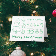 Cartão de Natal Verde Desenhado à Mão