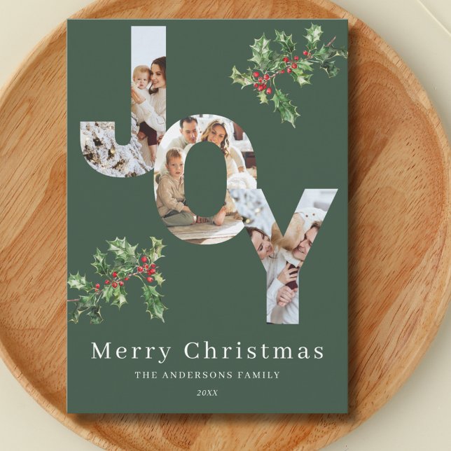 Cartão de Natal verde para modelo de fotografia JO (Criador carregado)