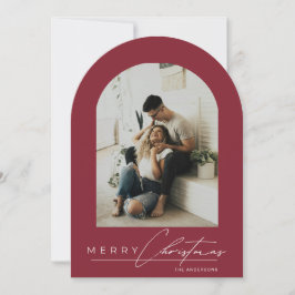 Cartão de Natal Vermelho com Foto do Arco Elegante
