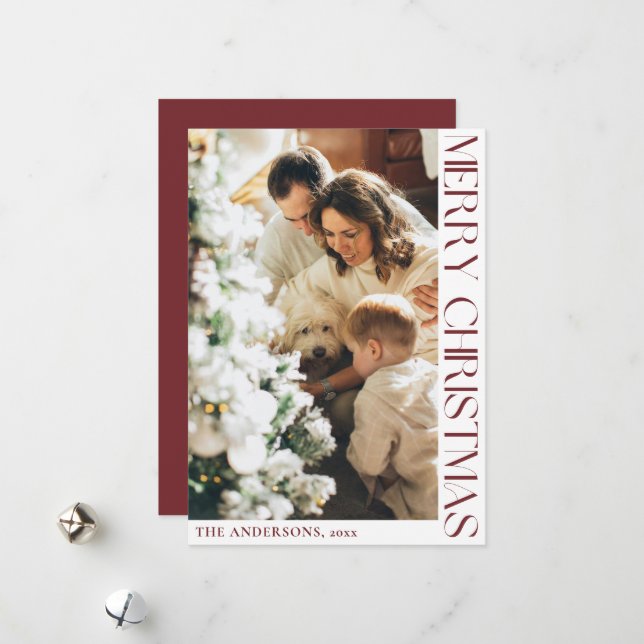 Cartão de Natal Vermelho Simples e Minimalista (Frente/Verso In Situ)