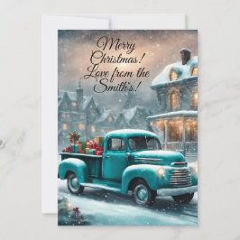 Cartão de Natal vertical 5"x7" Caminhão Antigo de 