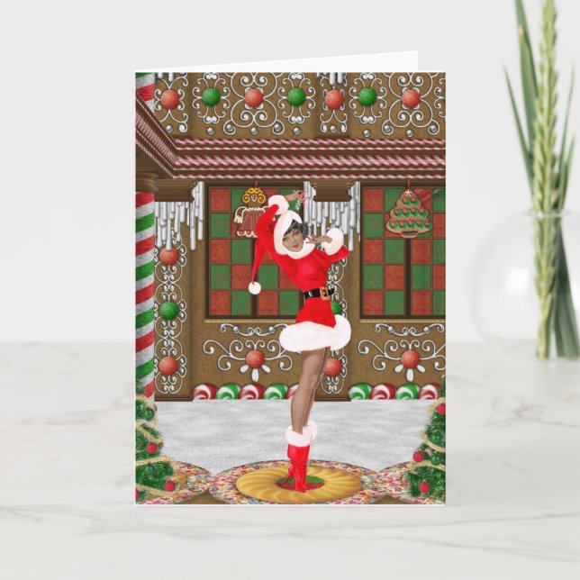 Cartão de Natal Vintage Afro-Americano (Frente)