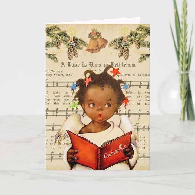 Cartão de Natal Vintage Afro-Americano (Frente)