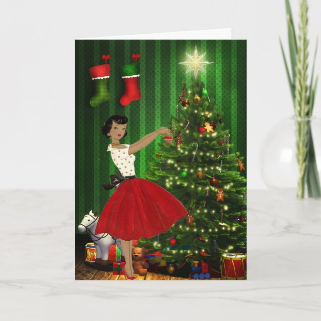 Cartão de Natal Vintage Afro-Americano (Frente)
