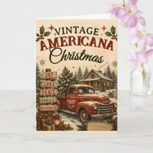 Cartão de Natal Vintage Americana em Vermelho Feri