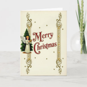 Cartão de Natal Vintage Anjo Feliz Natal