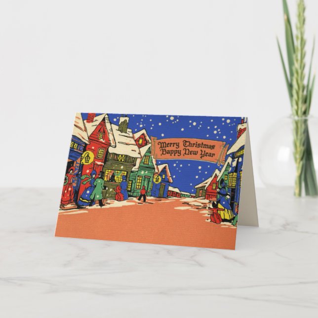 Cartão de Natal Vintage Art Deco (Frente)