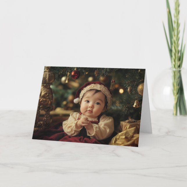 Cartão de Natal Vintage Baby (Frente)