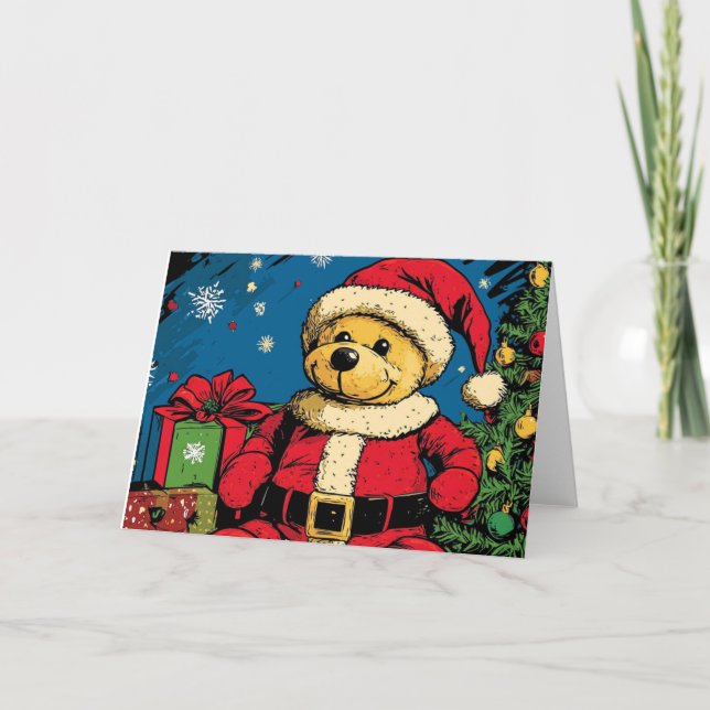 Cartão de Natal Vintage Bear (Frente)