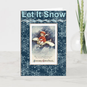 Cartão de Natal Vintage Boy/Airplane