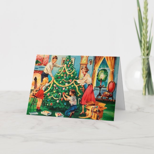 Cartão de Natal Vintage do Século Médio (Frente)