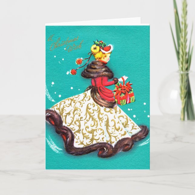 Cartão de natal vintage - Garota Gibson (Frente)