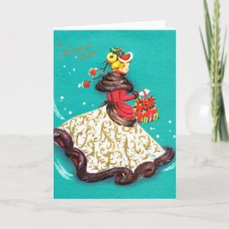Cartão de natal vintage - Garota Gibson