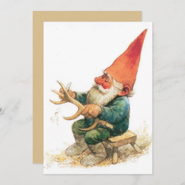Cartão de Natal Vintage Gnome Férias (Frente/Verso)