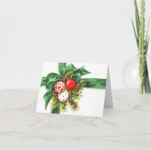 Cartão de Natal Vintage Green Ribbon