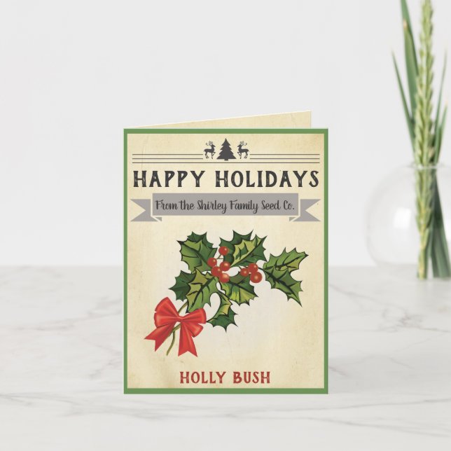 Cartão de Natal Vintage Holly (Frente)