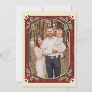 Cartão de Natal Vintage Holly Border